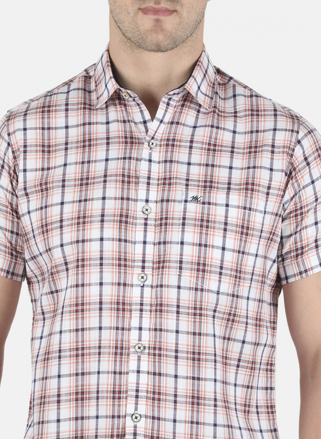 Men Orange Check Shirt