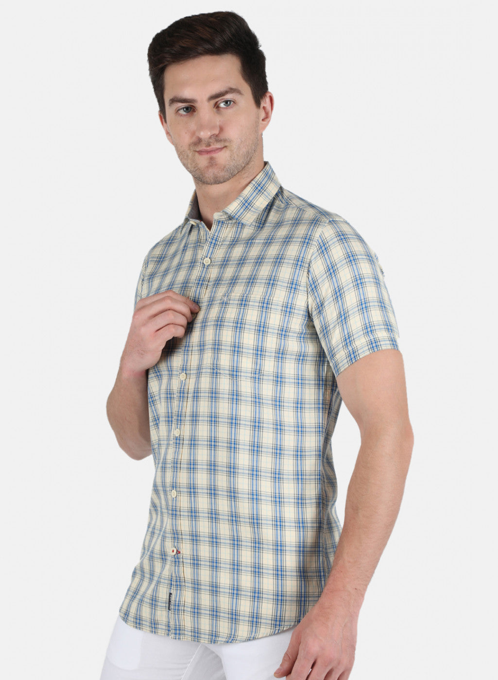 Men Blue Check Shirt