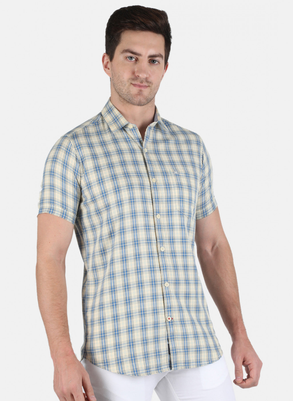 Men Blue Check Shirt