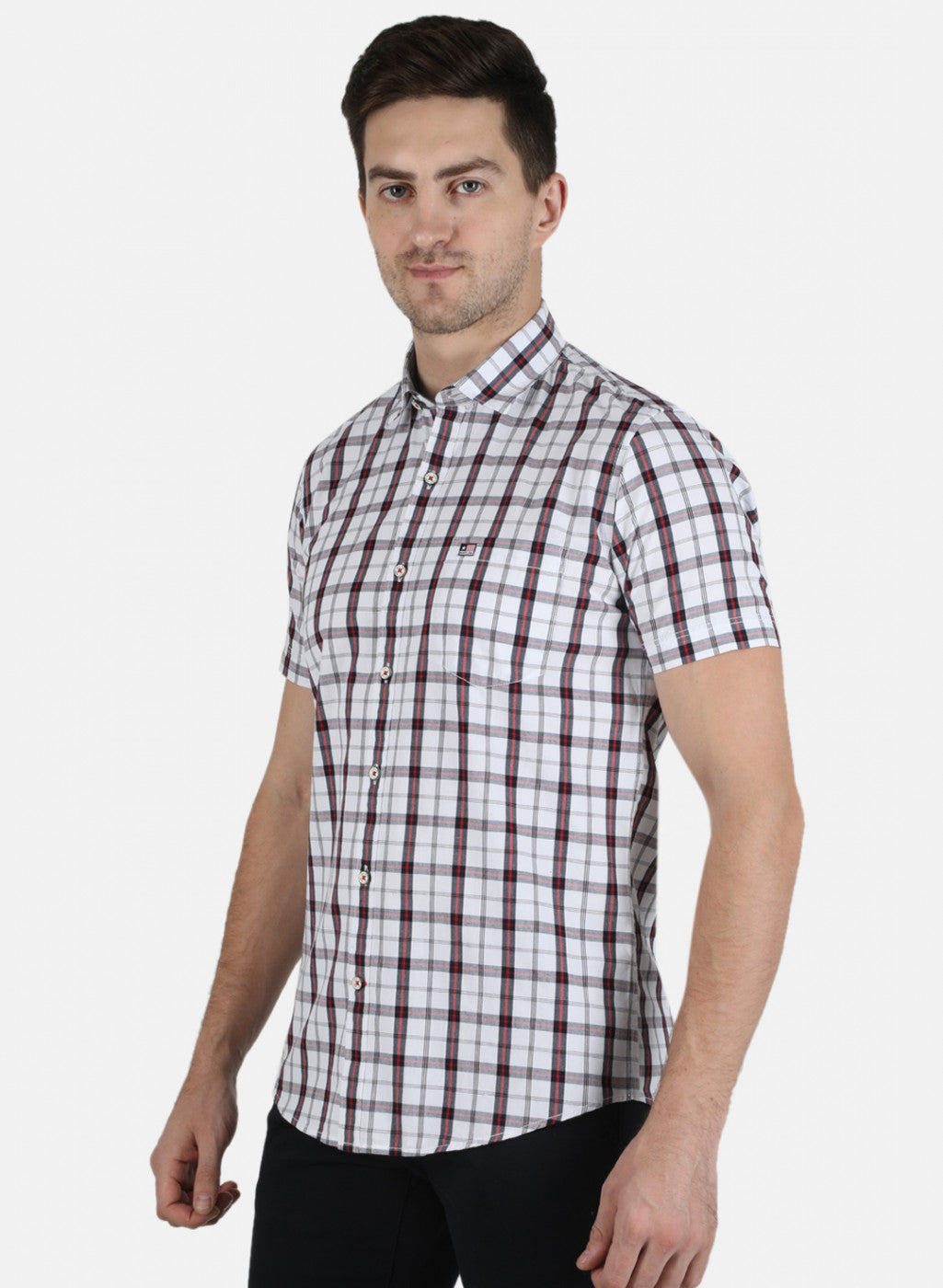 Men White Check Shirt