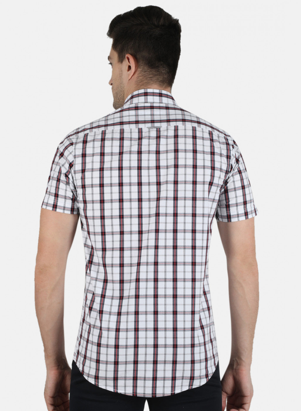 Men White Check Shirt