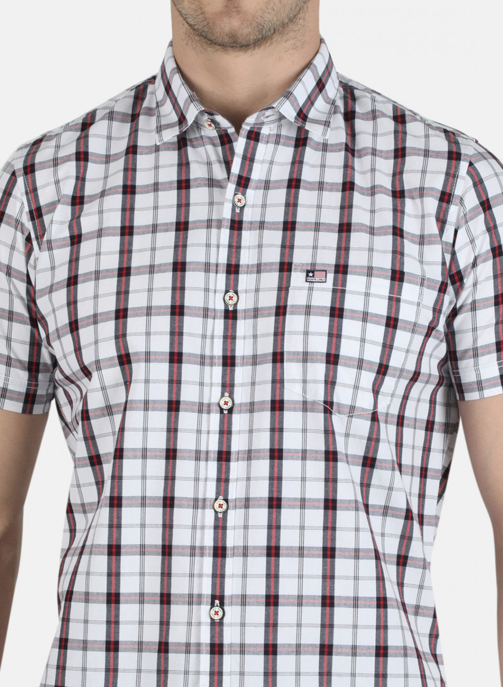 Men White Check Shirt