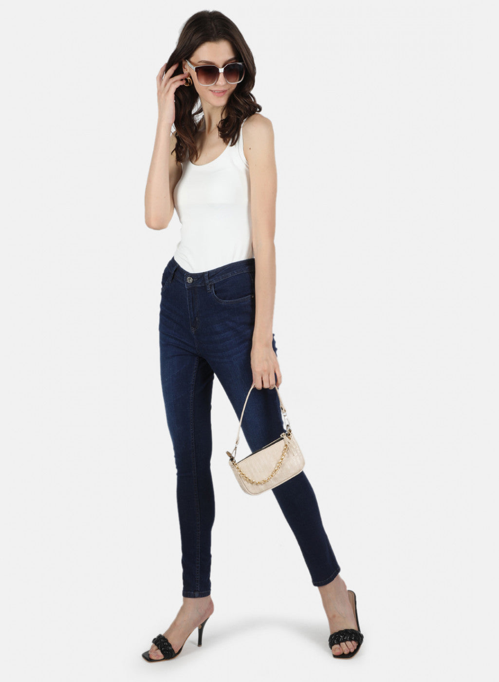 Women Navy Blue Slim Fit Denim