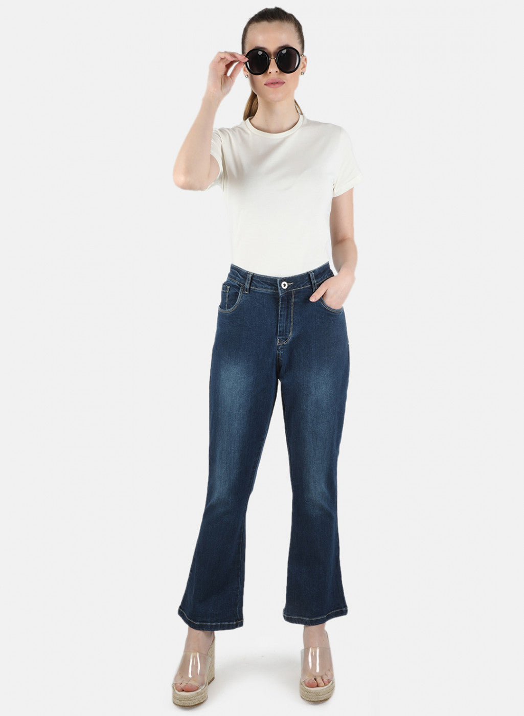 Women Blue Tailor Fit Denim