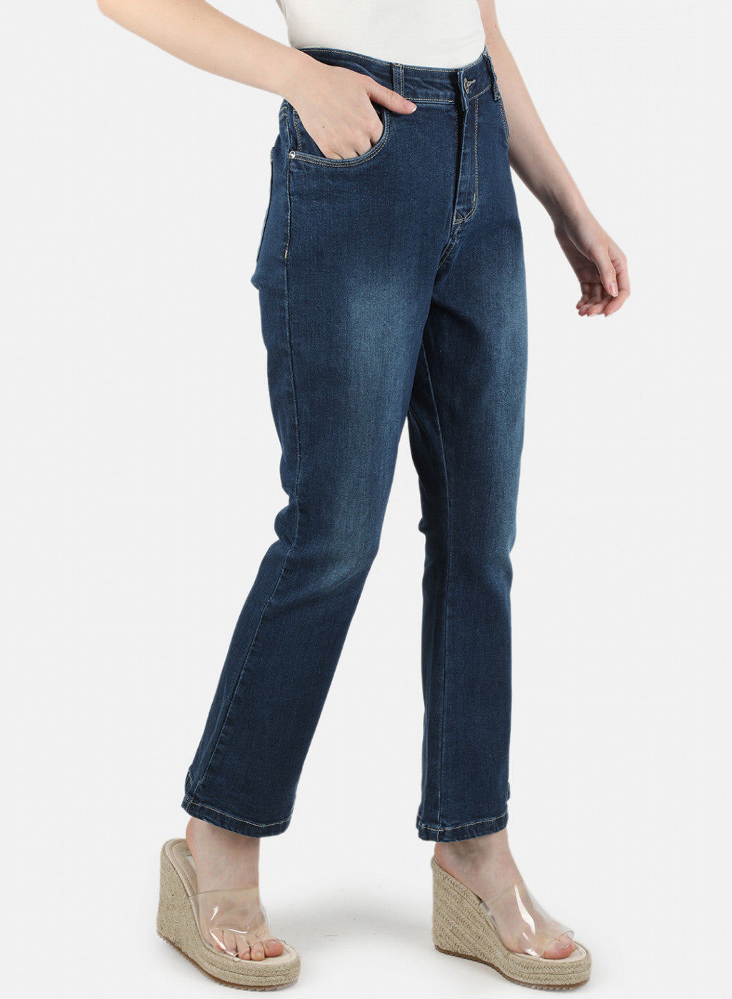Women Blue Tailor Fit Denim