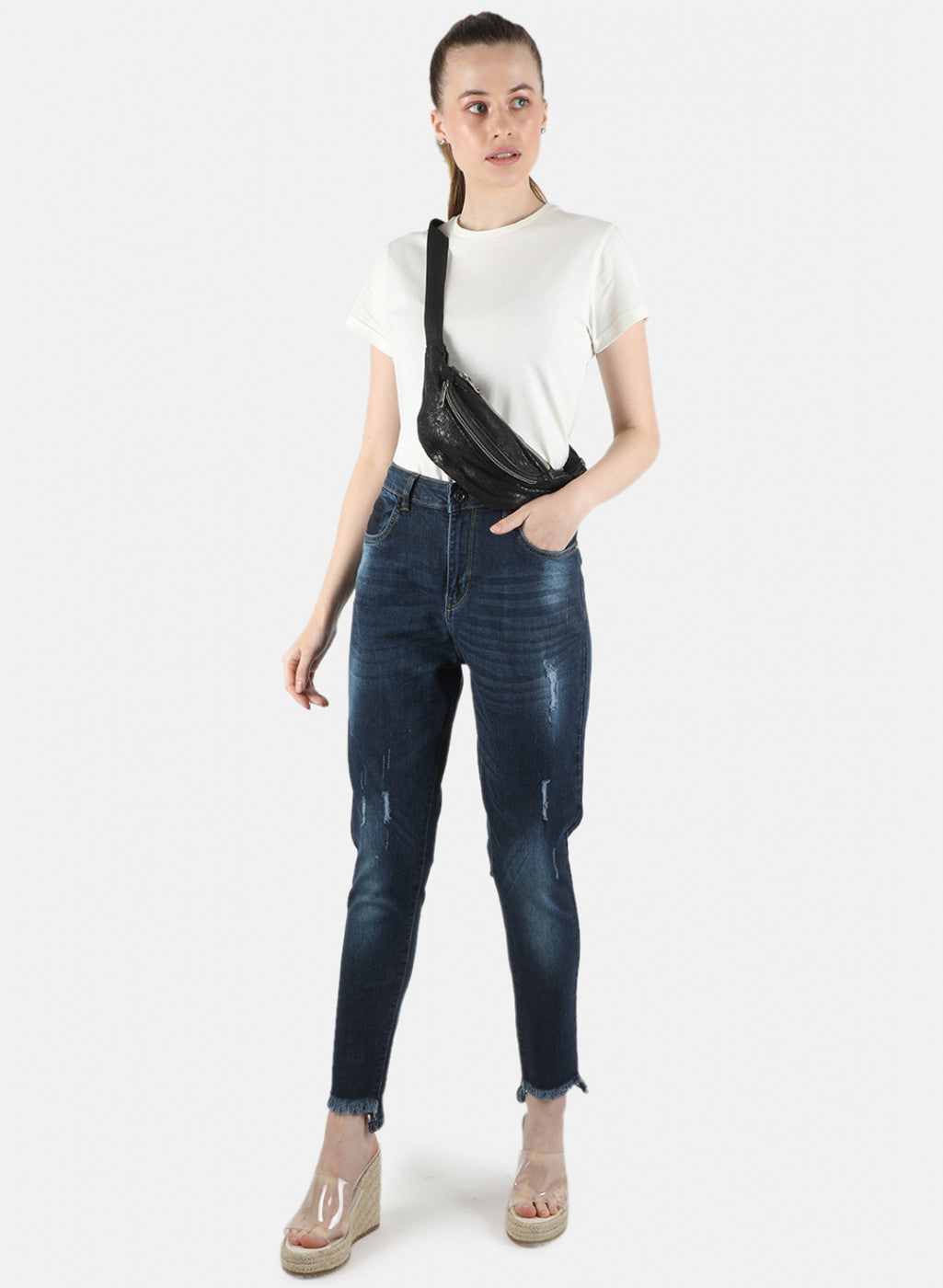 Women Navy Blue Slim Fit Denim