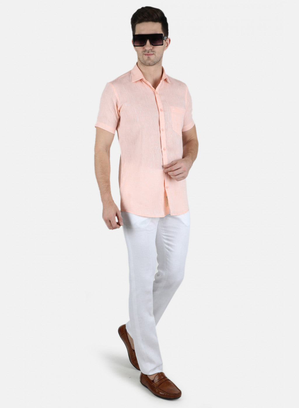 Men Orange Solid Shirt