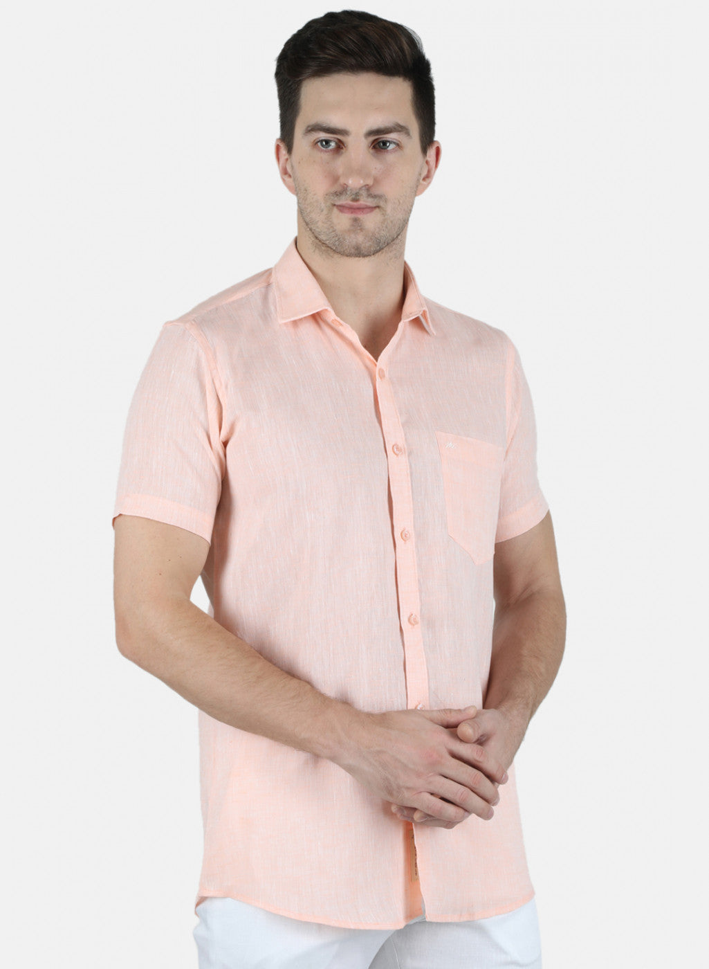 Men Orange Solid Shirt