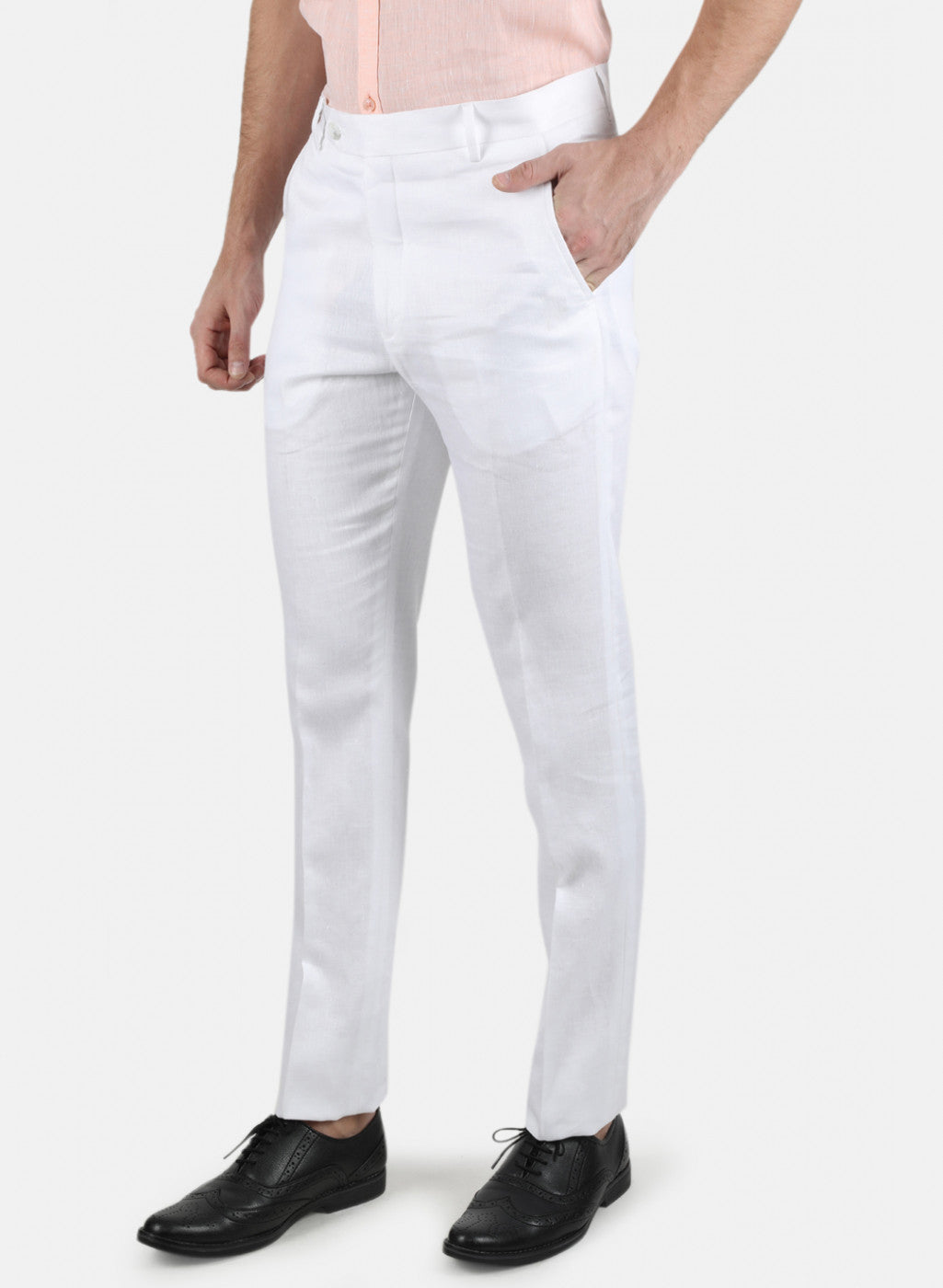 Men White Regular Fit Trouser