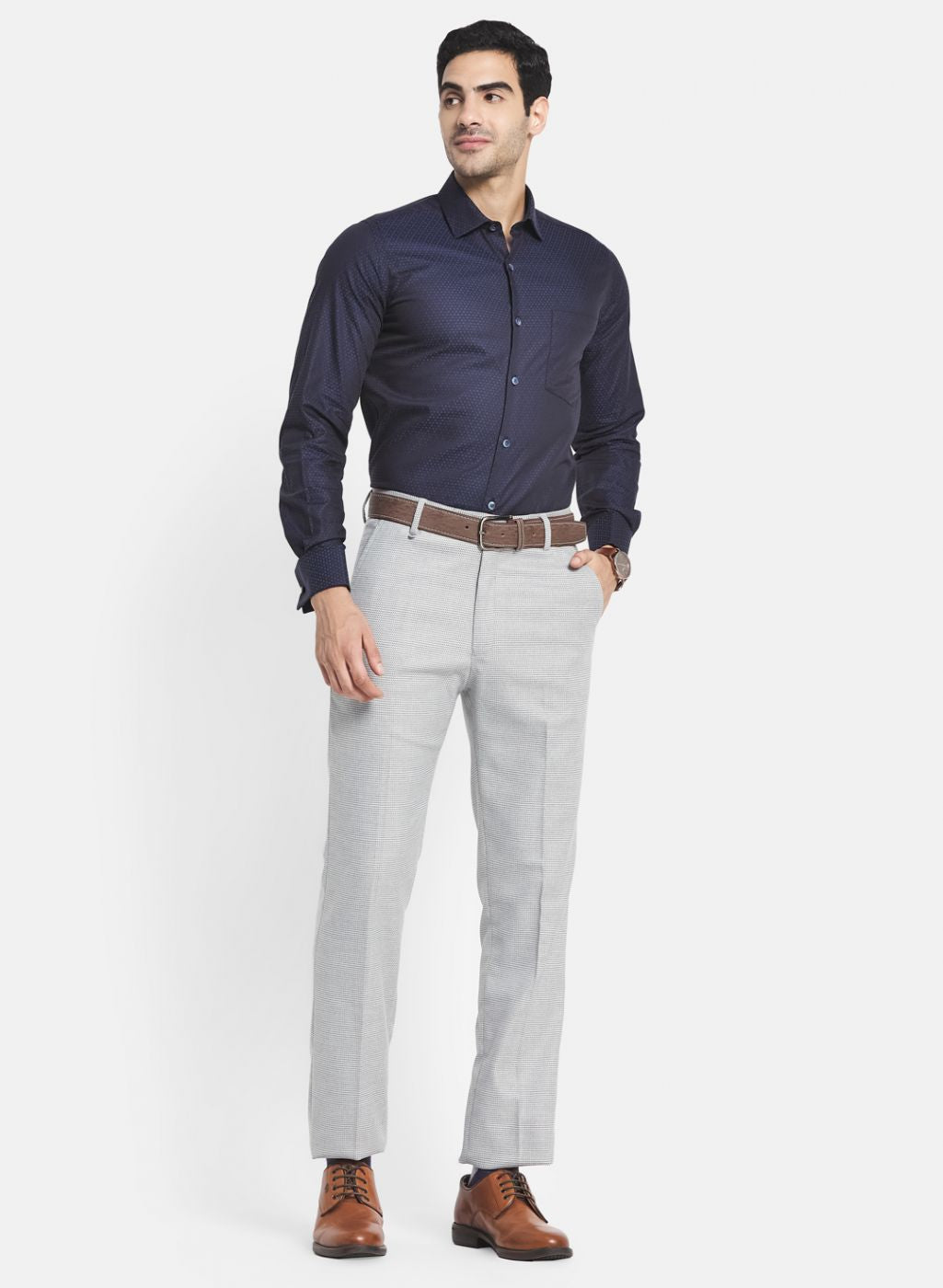 Men Grey Slim Fit Trouser