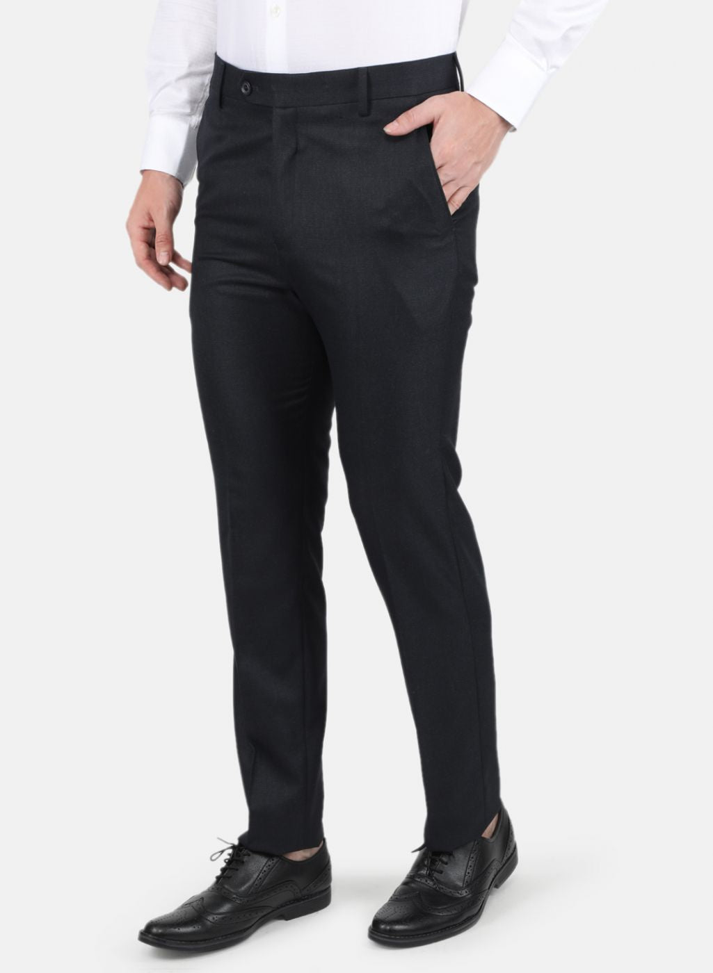 Men Navy Blue Slim Fit Trouser