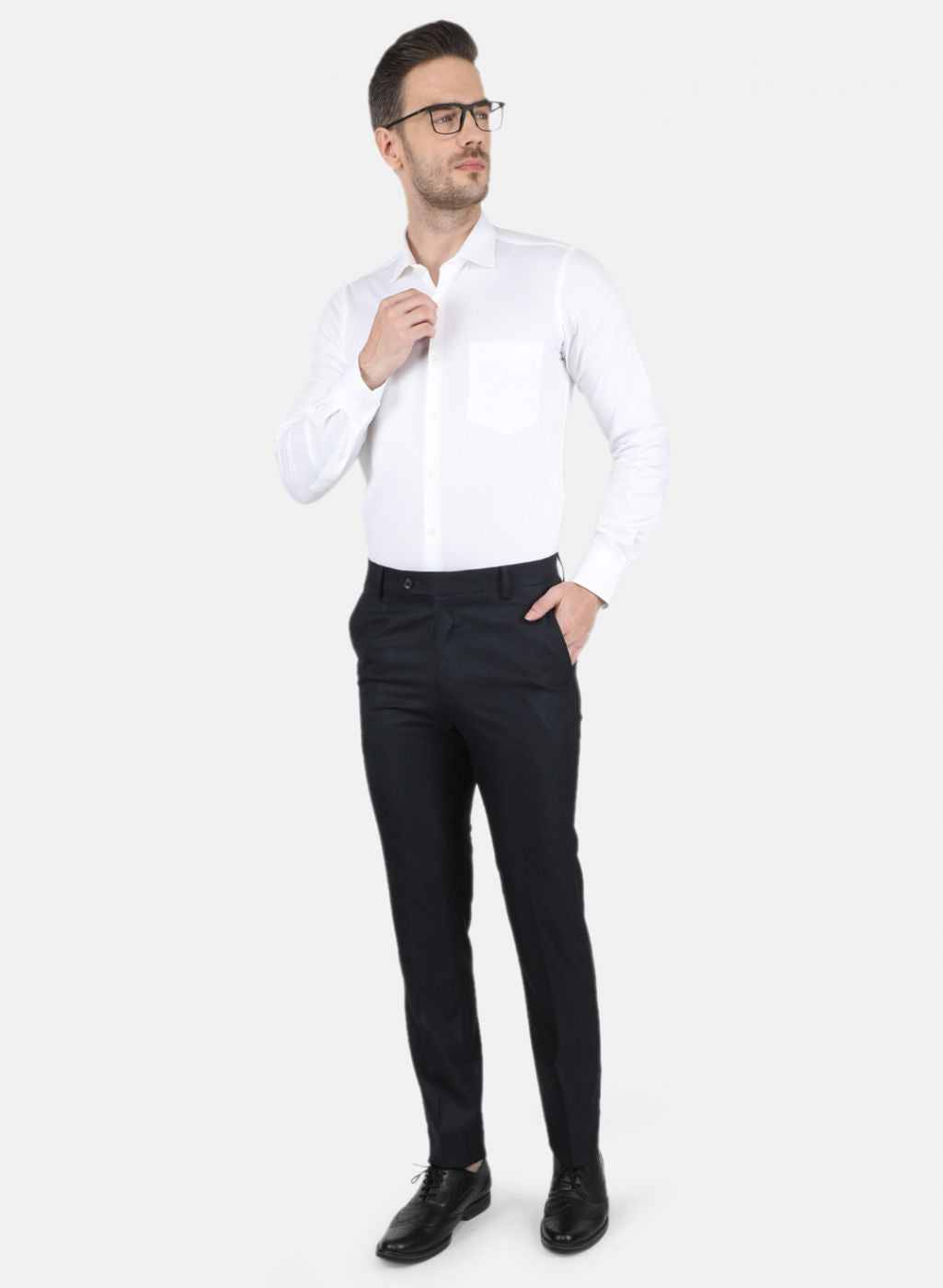 Men Navy Blue Slim Fit Trouser