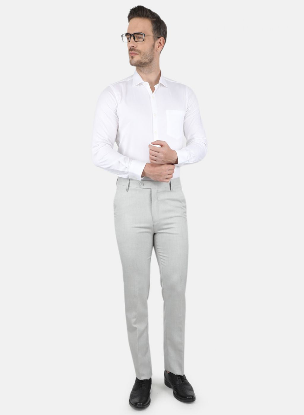 Men Grey Slim Fit Trouser