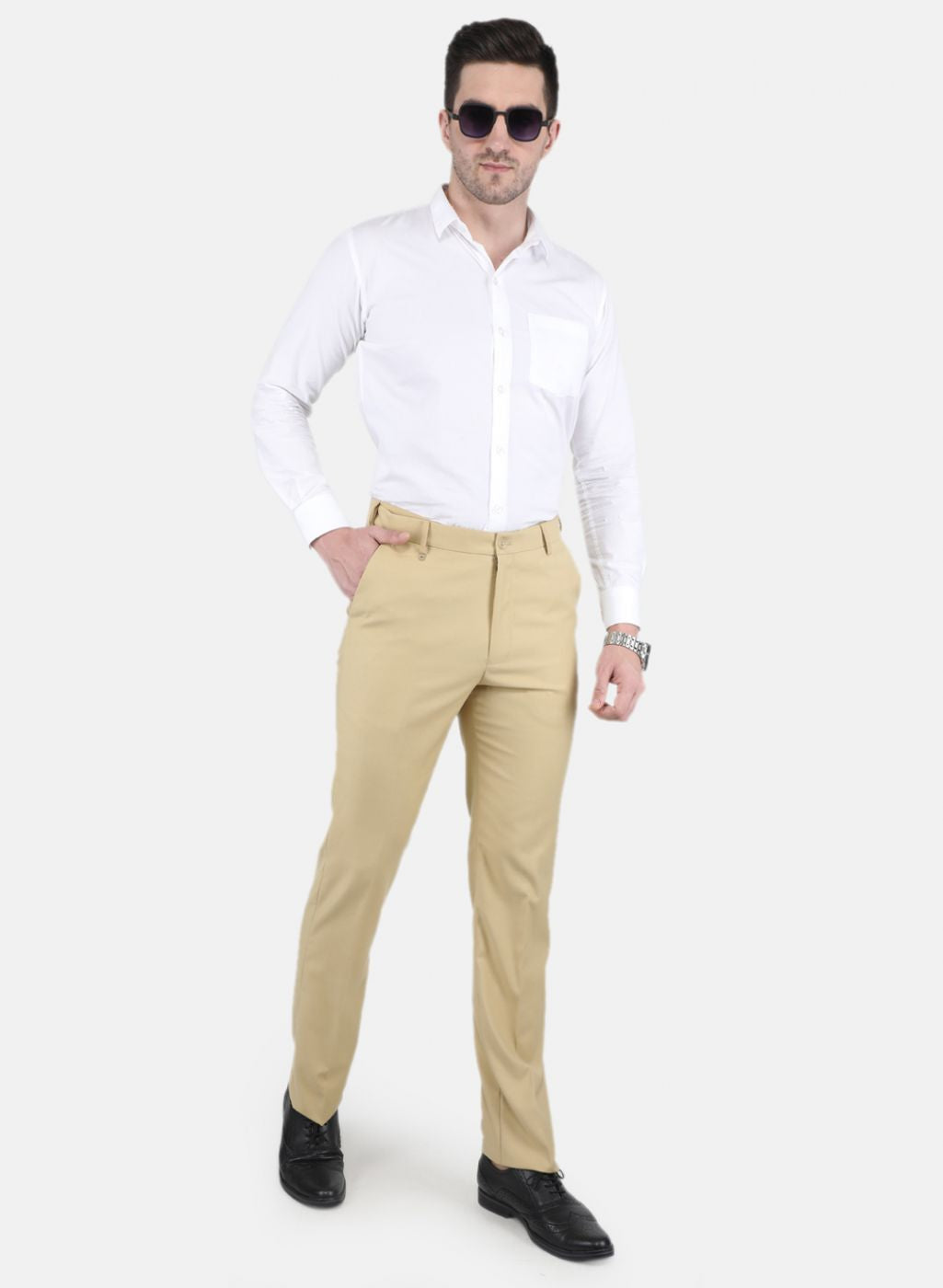 Men Beige Slim Fit Trouser