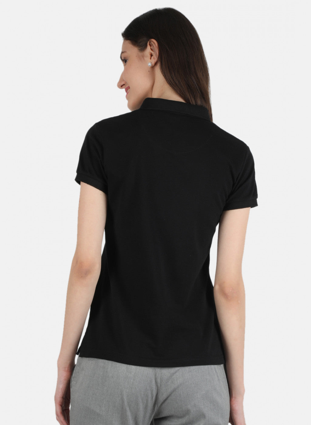 Women Black Plain T-Shirt