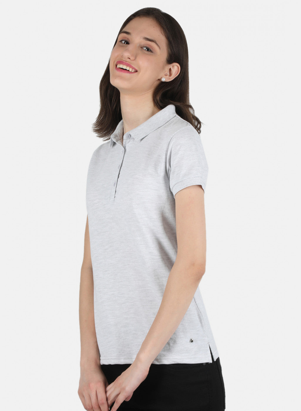 Women Grey Plain T-Shirt
