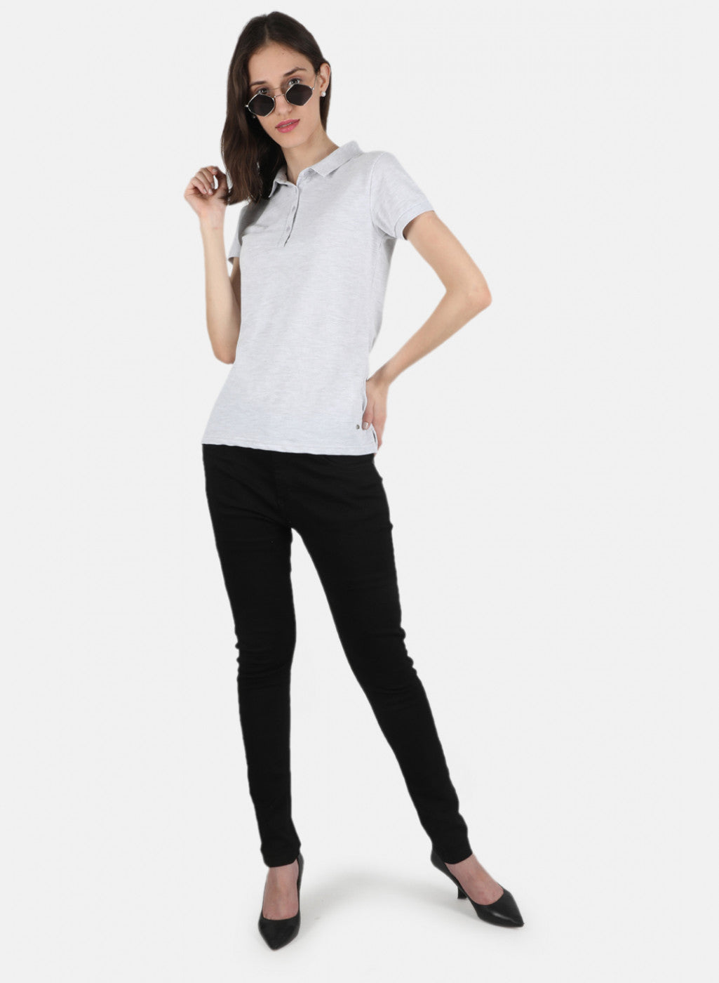 Women Grey Plain T-Shirt