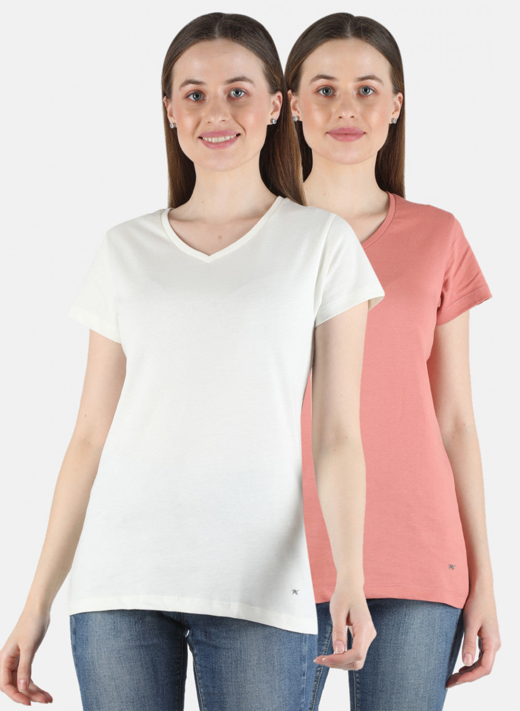Women Cream & Peach Plain 2 Pc Top Set