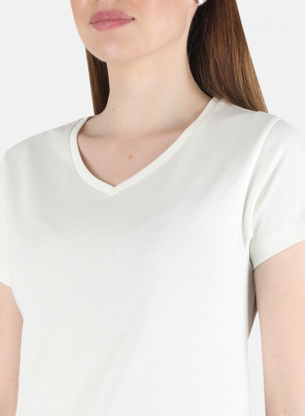 Women Cream & Peach Plain 2 Pc Top Set