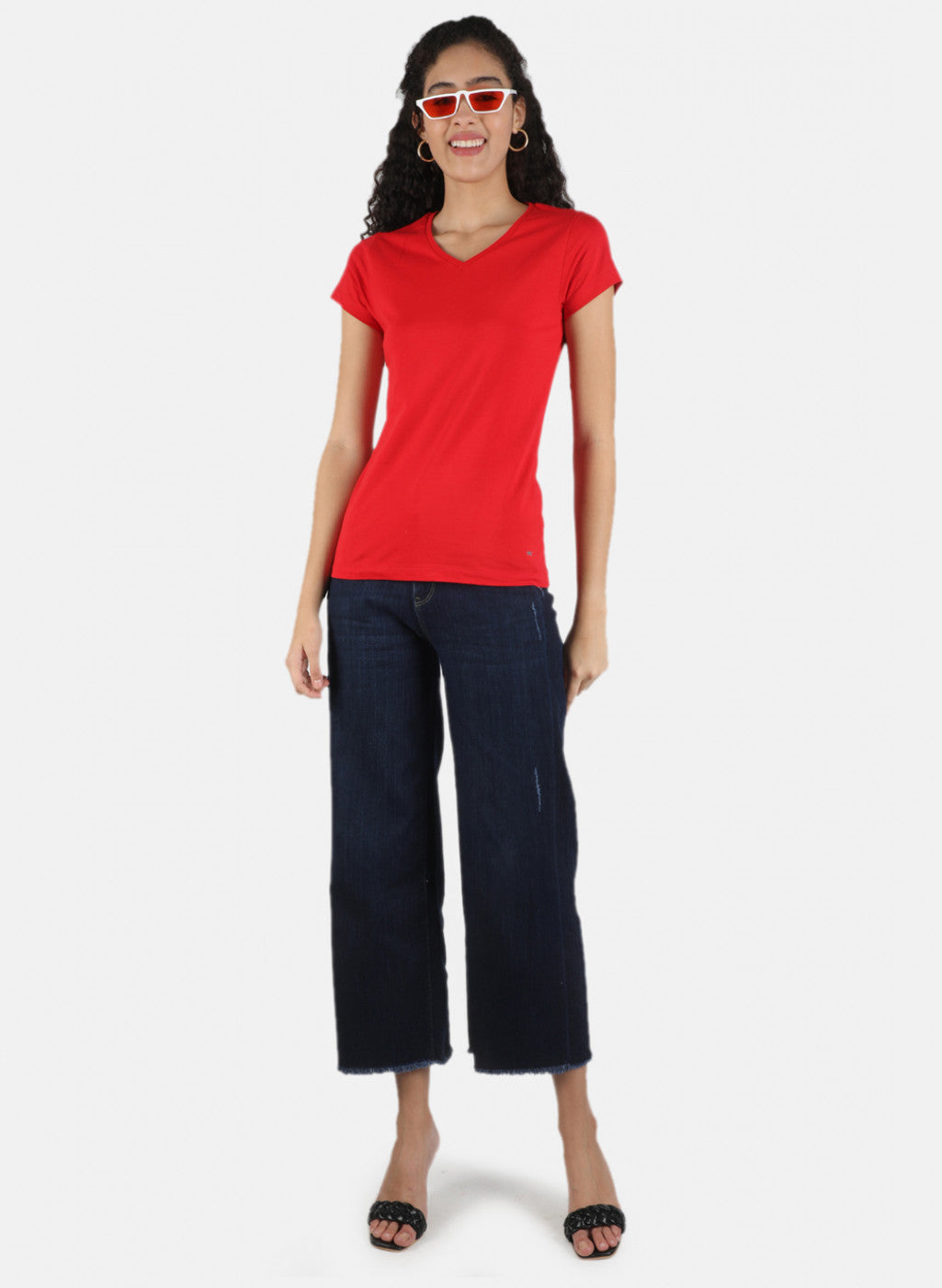 Women Red & Navy Blue Plain Top 2 PCs
