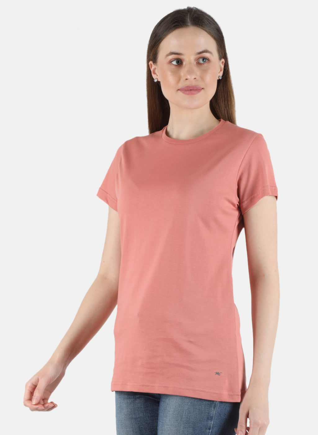 Women Peach & Cream Plain 2 Pc Top Set