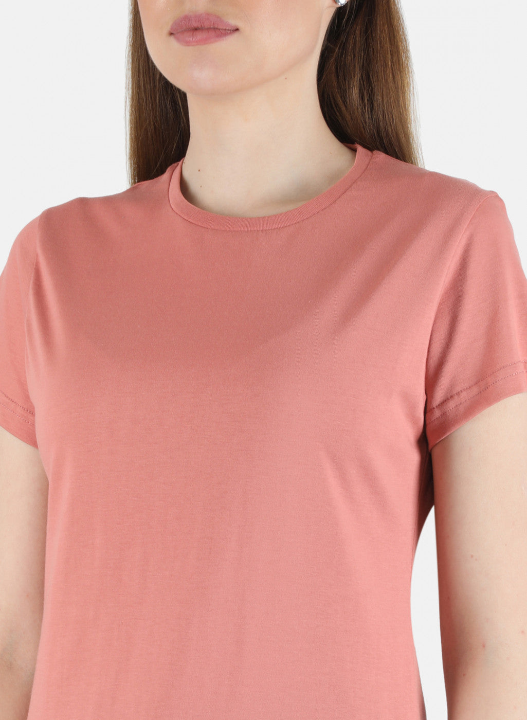 Women Peach & Cream Plain 2 Pc Top Set