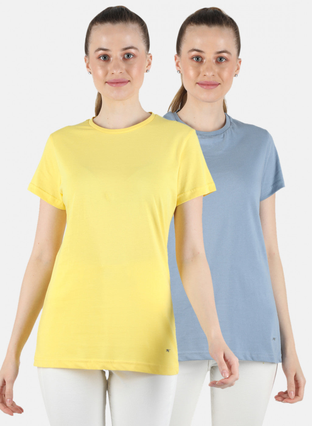 Women Yellow & Grey Plain 2 Pc Top Set