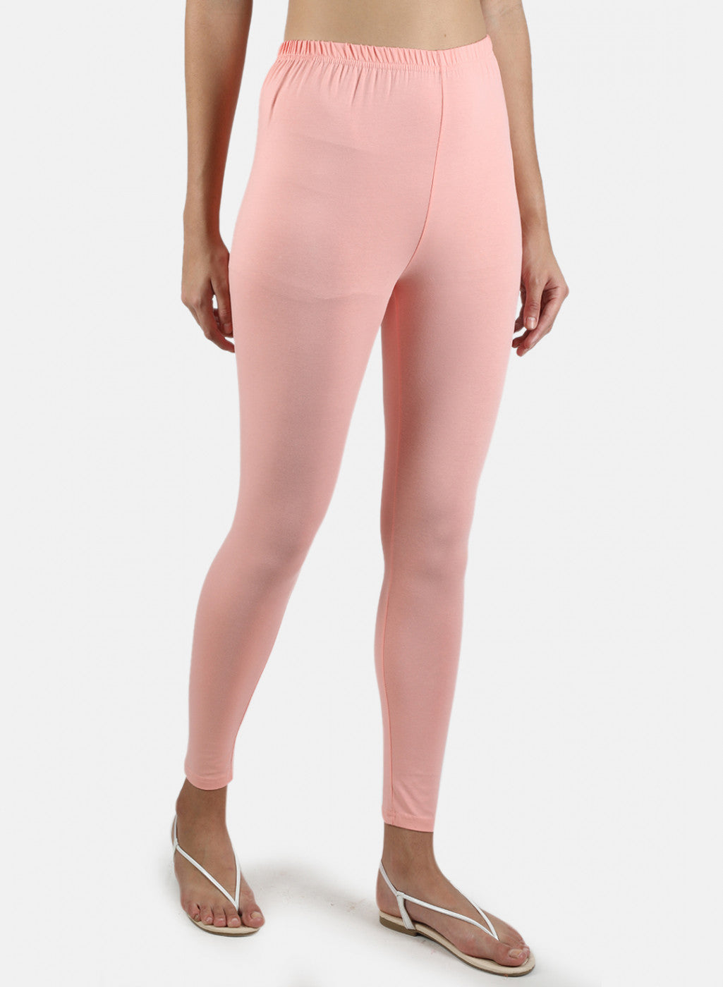 Women Peach Plain Legging