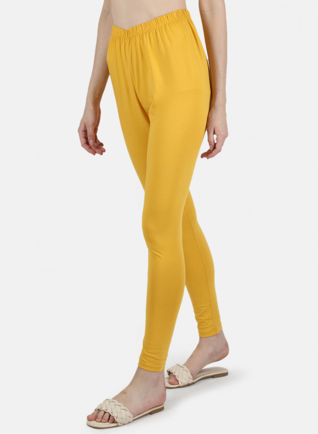 Women Mustard Plain Legging