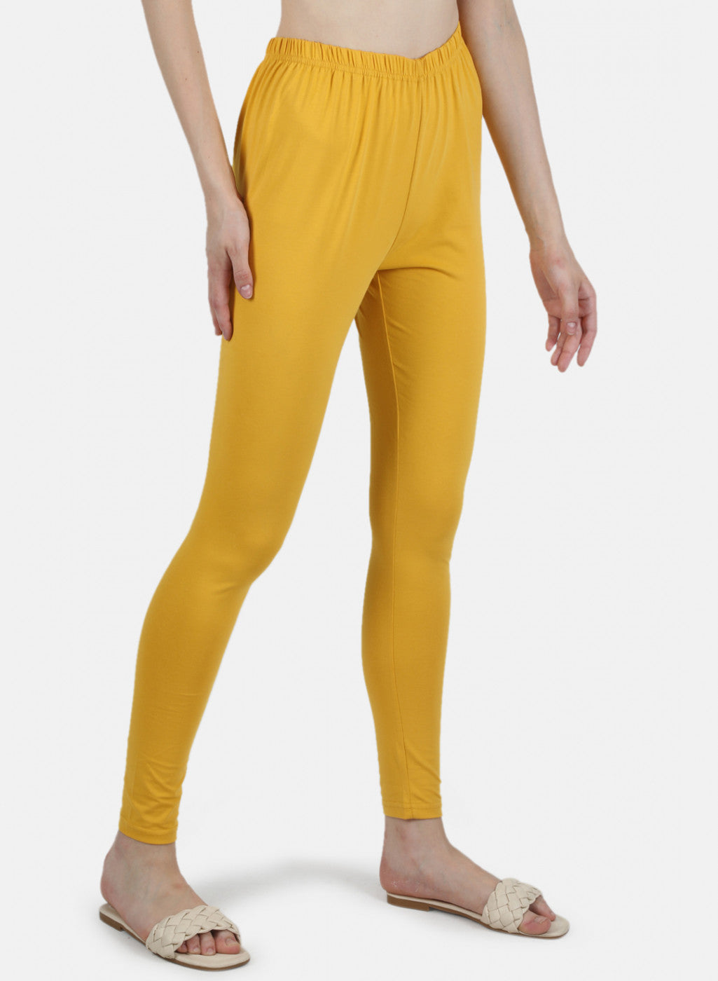Women Mustard Plain Legging