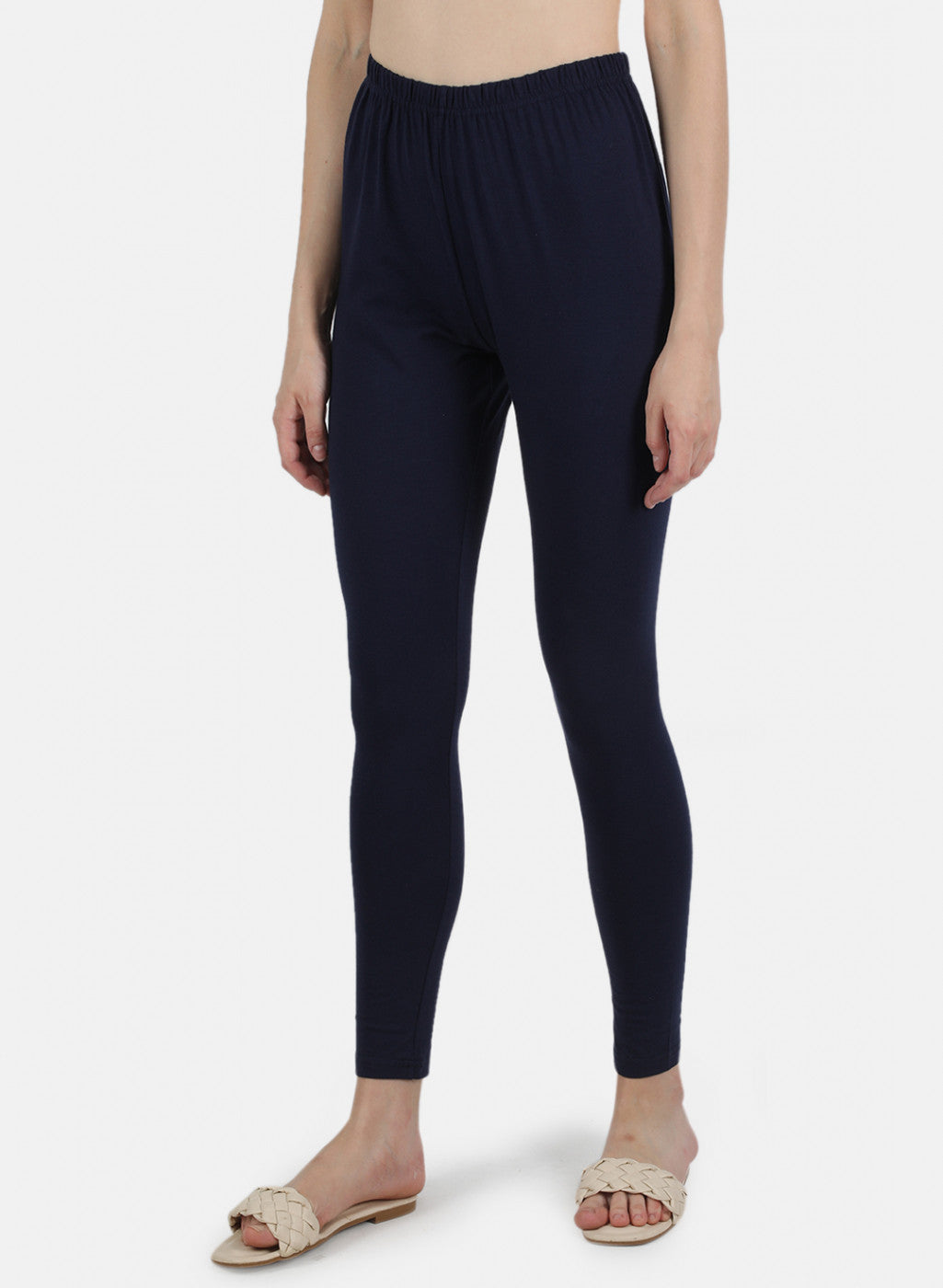 Women Navy Blue Plain Legging
