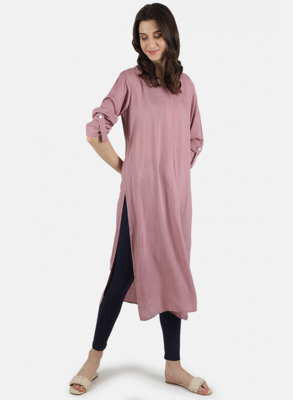 Women Navy Blue Plain Legging