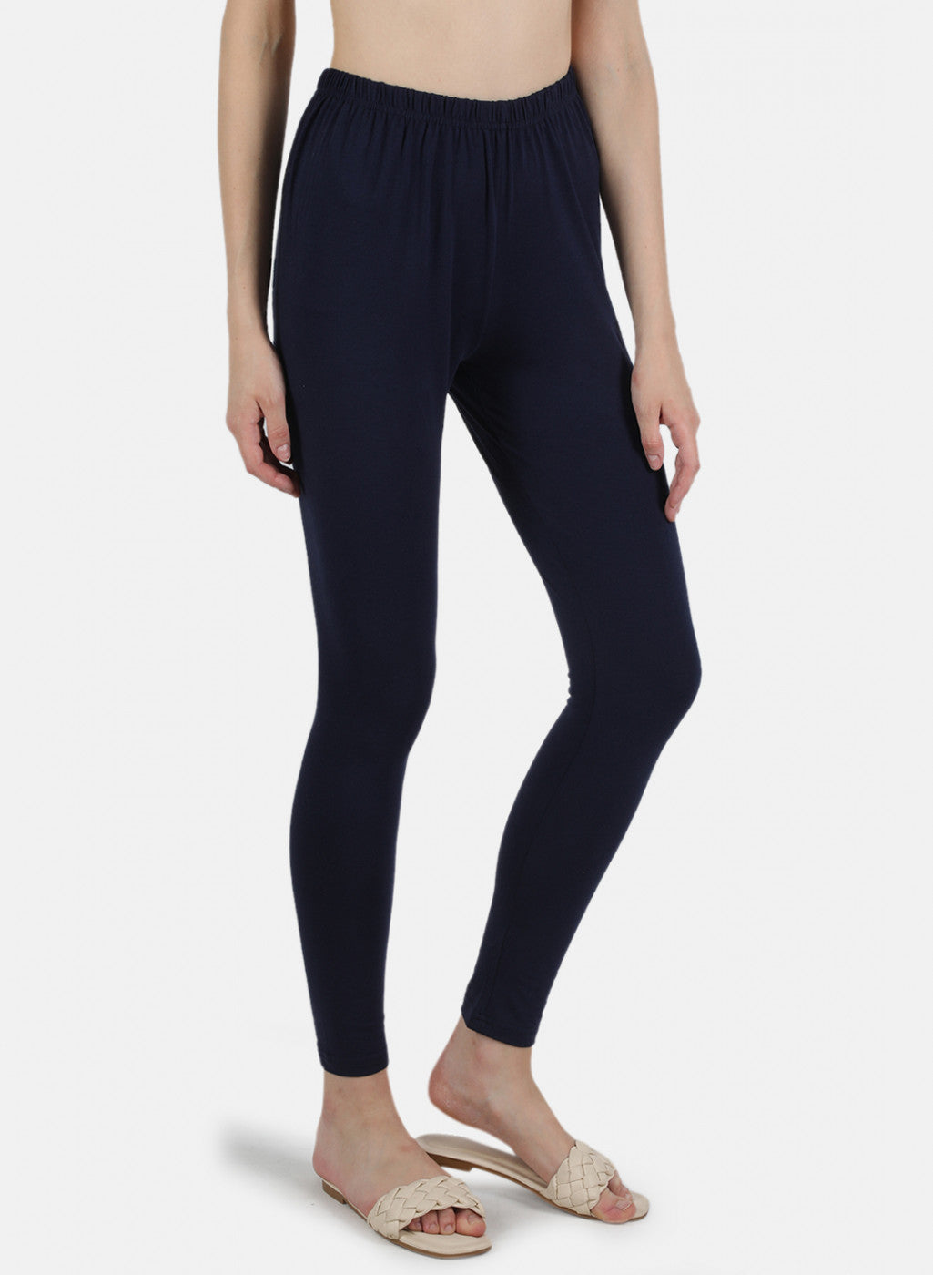 Women Navy Blue Plain Legging