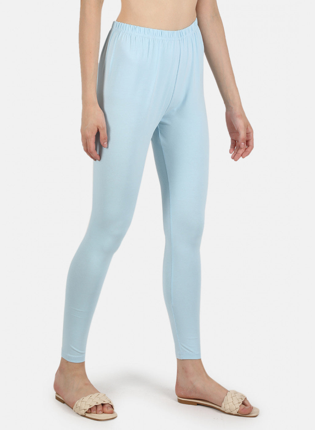 Women Sky Blue Plain Legging
