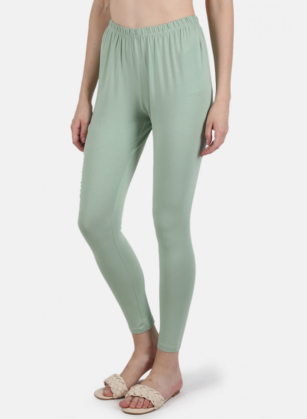 Women Green Plain Legging