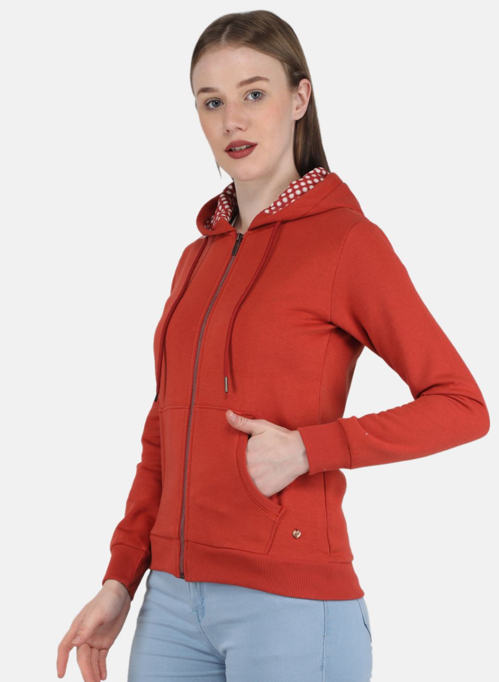 Women Orange Solid Sweatshirt