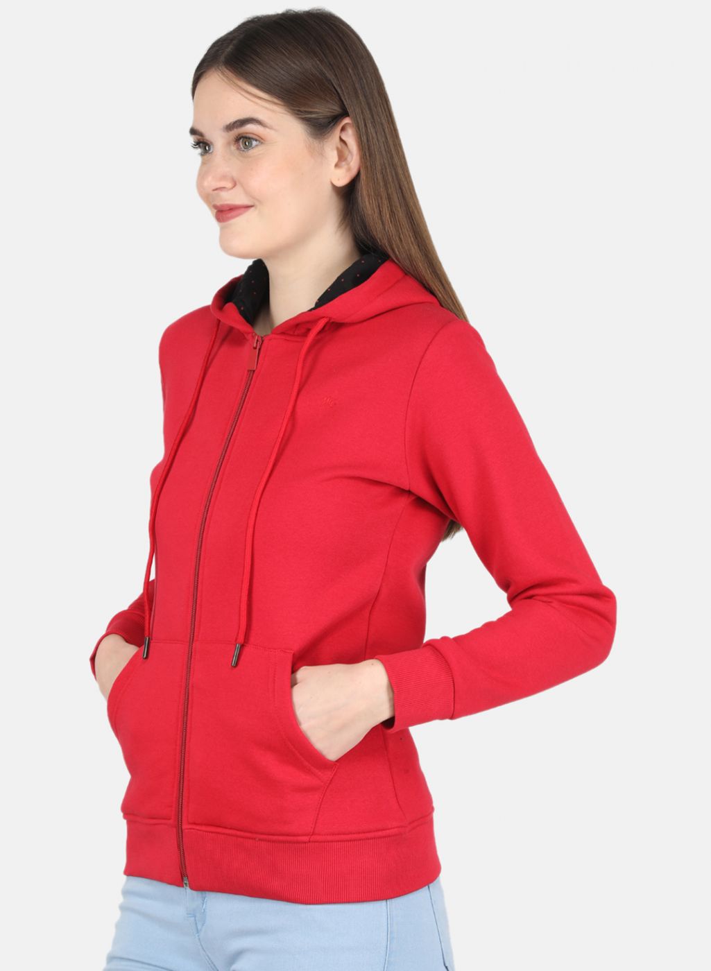 Women Red Solid Sweatshirt