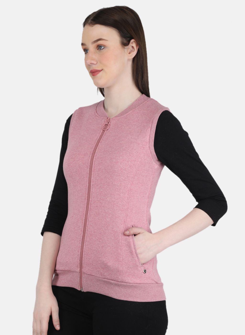 Women Pink Solid Sweatshirt