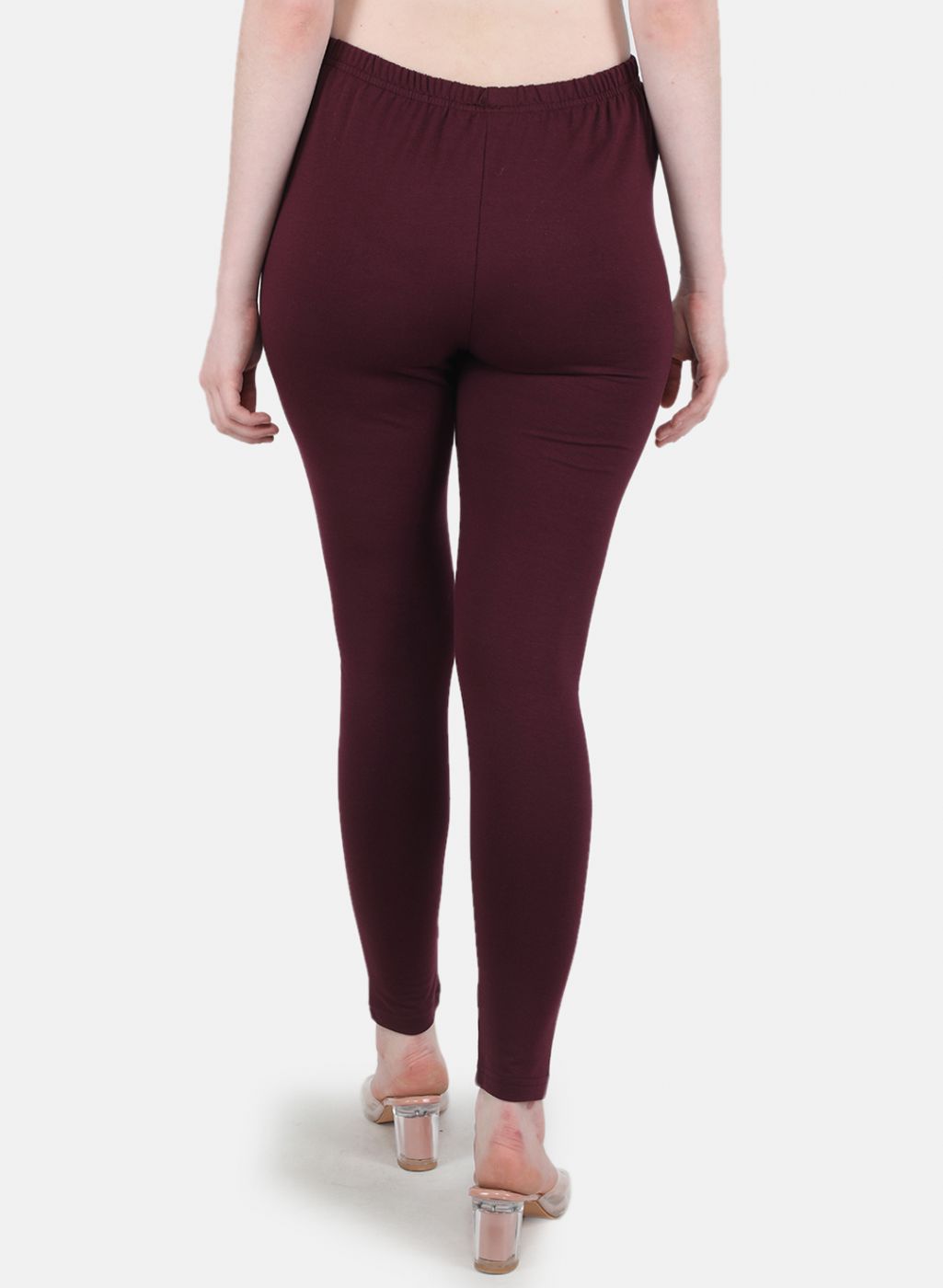 Women Maroon Solid Legging