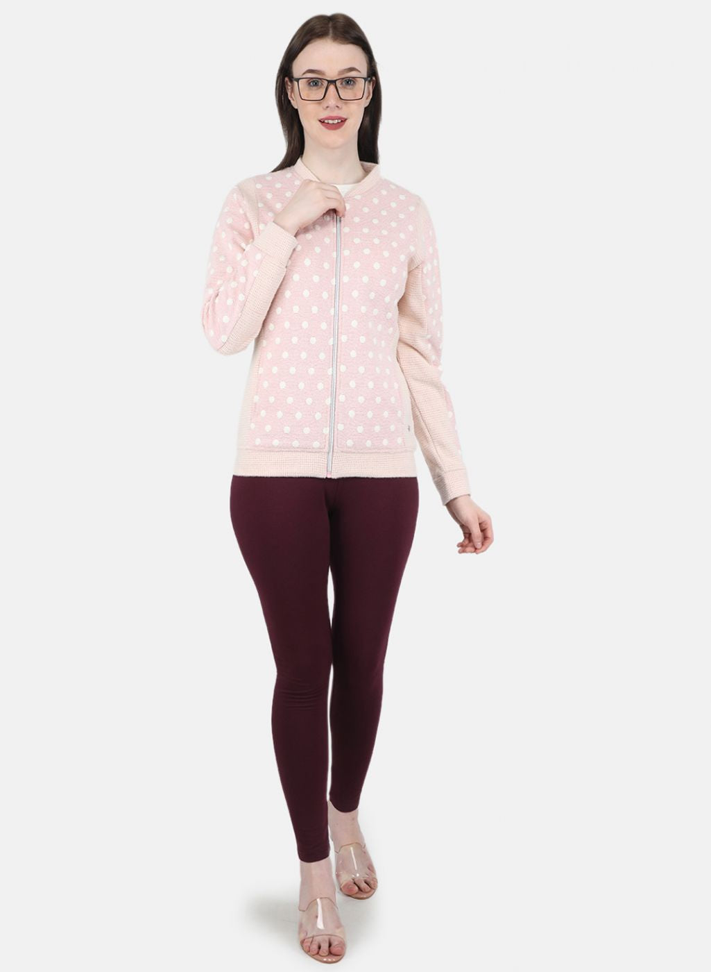 Women Maroon Solid Legging