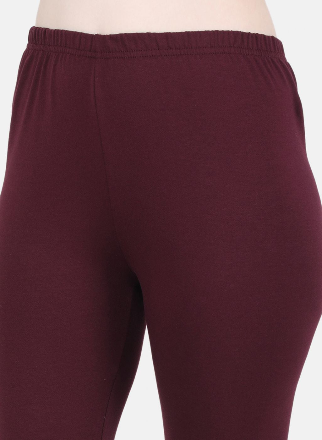 Women Maroon Solid Legging