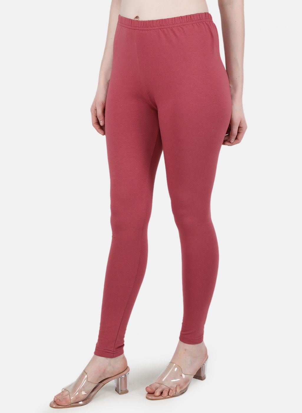 Women Pink Solid Legging