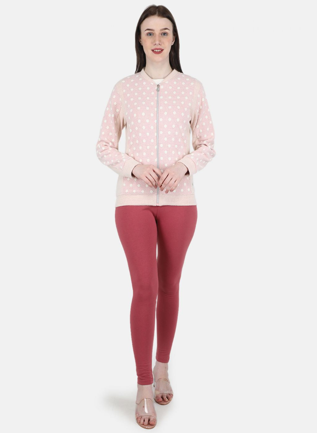 Women Pink Solid Legging