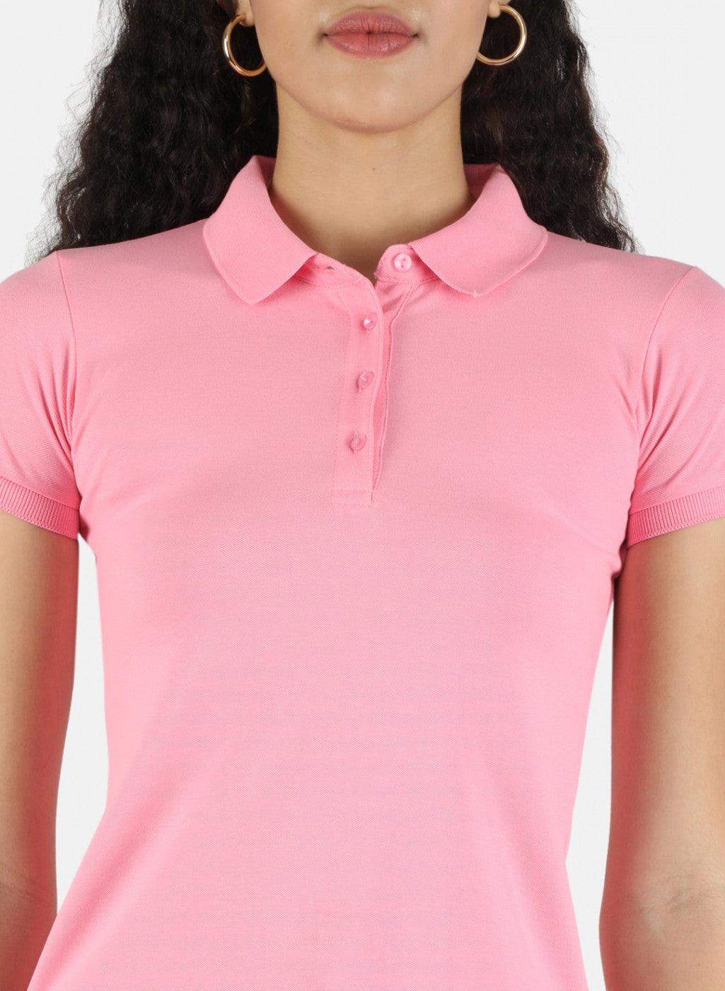 Women Pink Plain T-Shirt