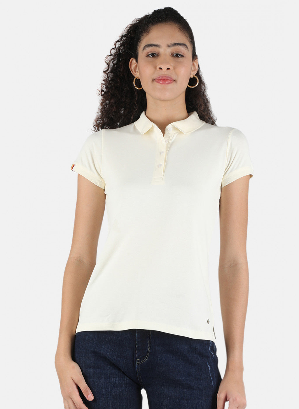 Women Off White Plain T-Shirt
