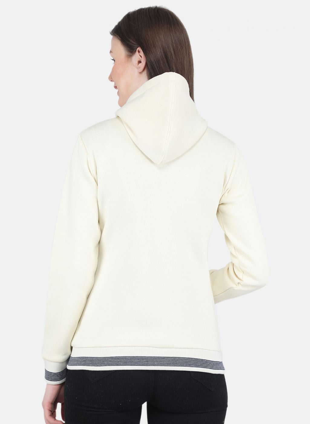 Women Cream Solid Sweatshirt