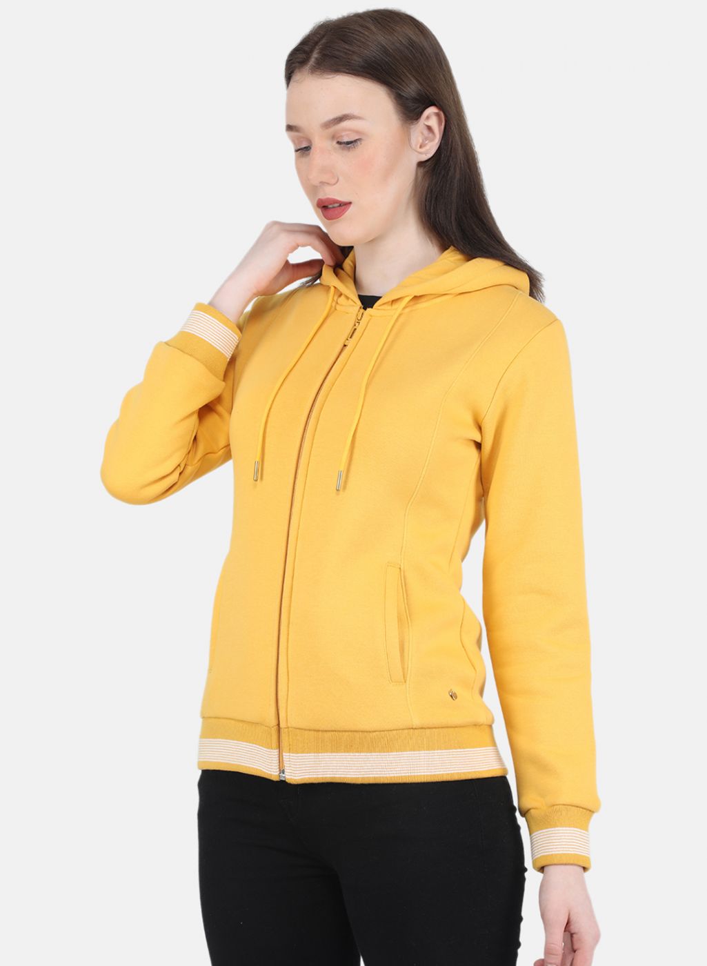 Women Mustard Solid Sweatshirt