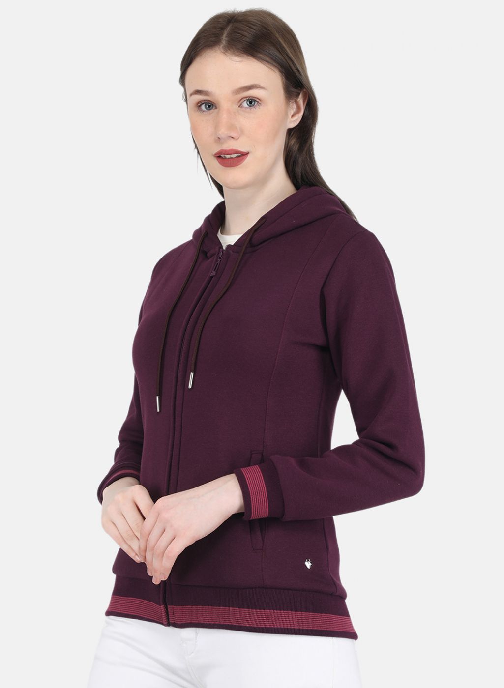 Women Purple Solid Sweatshirt