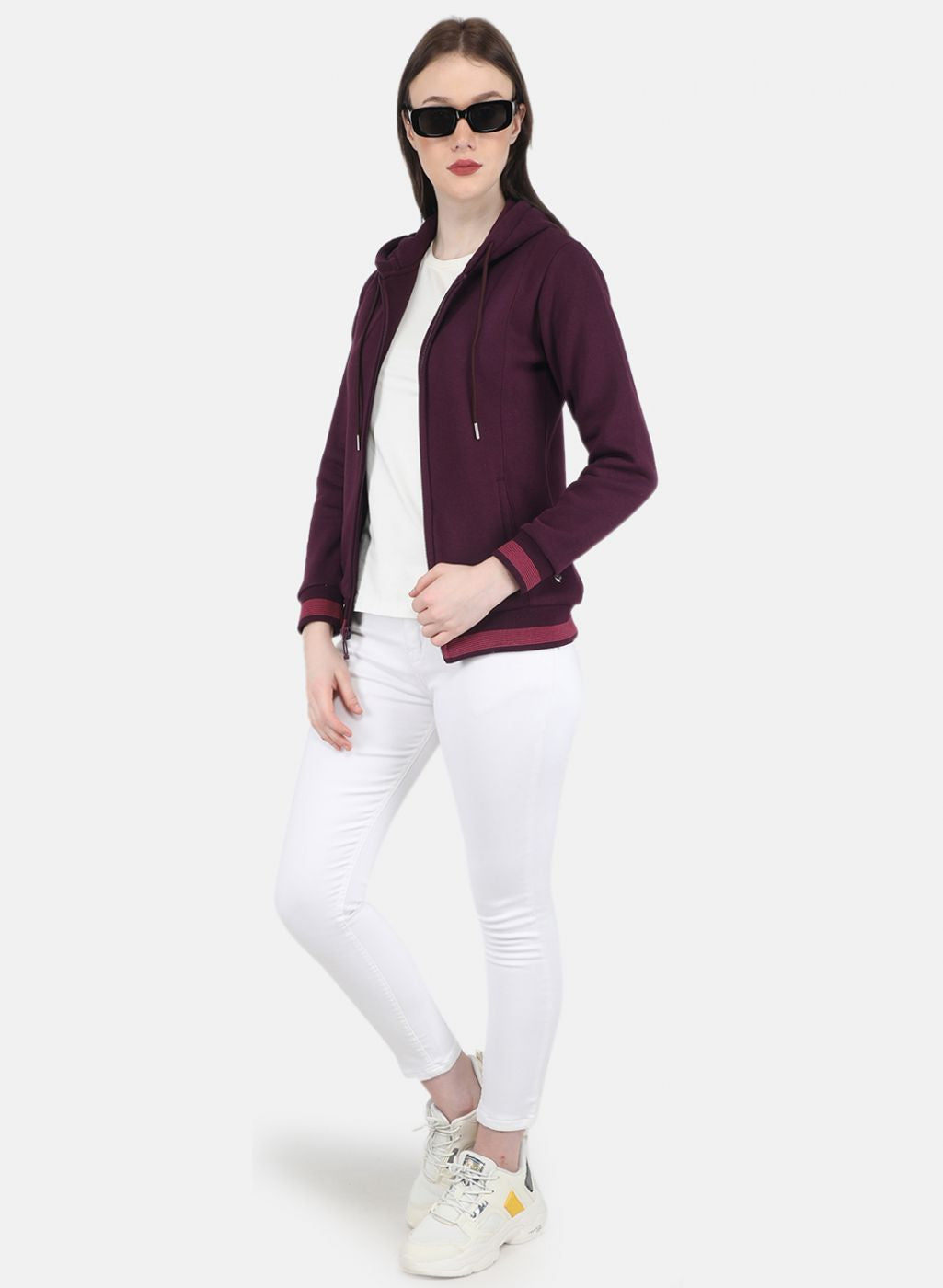 Women Purple Solid Sweatshirt