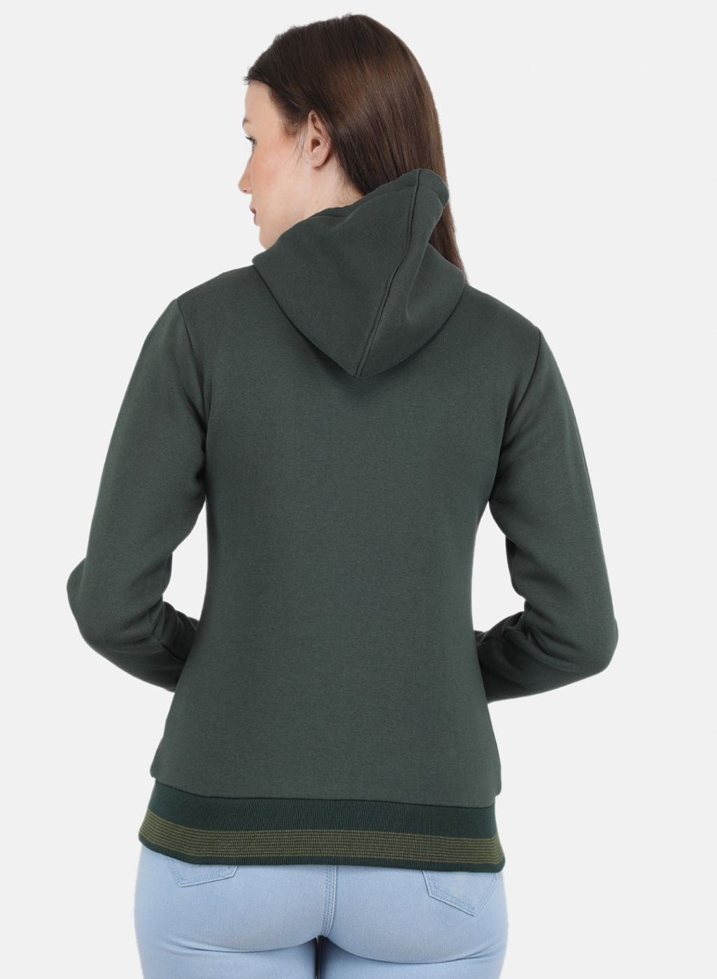 Women Green Solid Sweatshirt